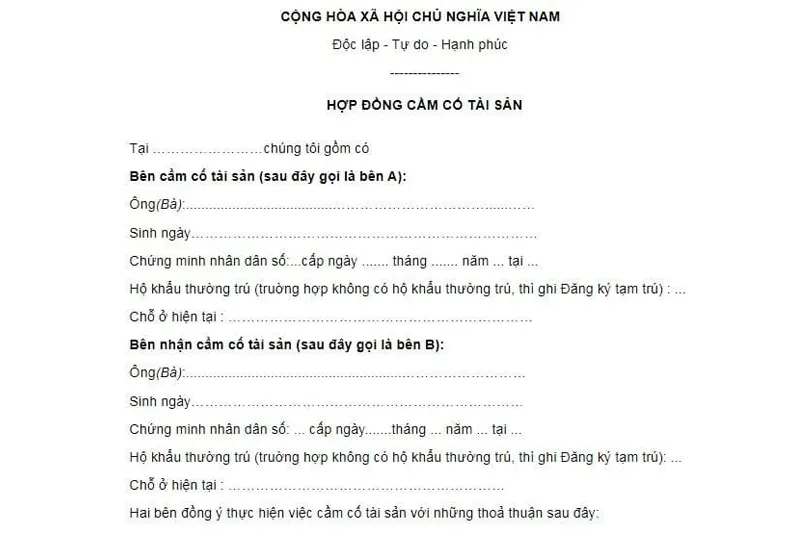 Mẫu giấy cầm đồ xe máy viết tay mới nhất năm 2023