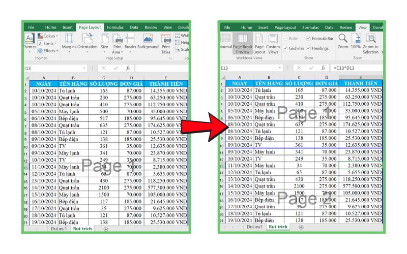 cách ngắt trang trong excel 2