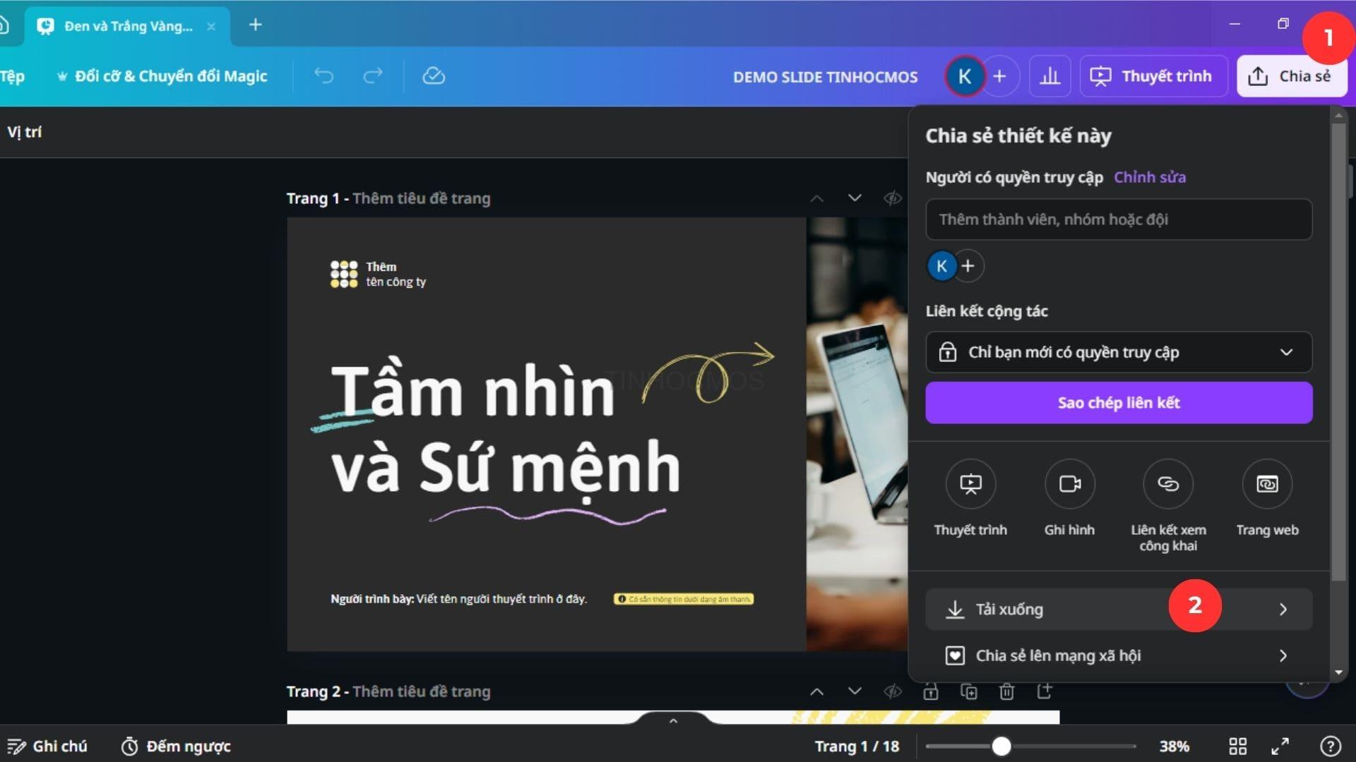 Bước 1 để tải slide Powerpoint từ canva
