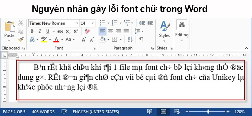 Nguyên nhân gây lỗi font chữ trong Word 
