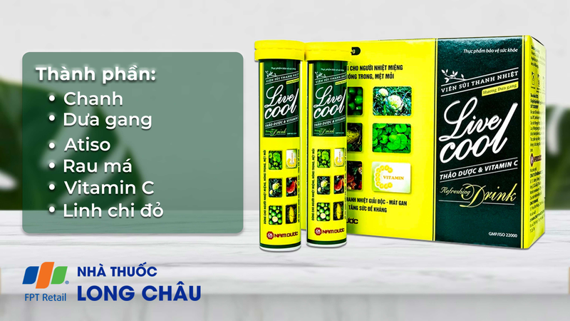 Viên sủi Thanh Nhiệt Livecool Nam Dược hương dưa gang giải độc, mát gan, tăng cường sức đề kháng (16 viên)