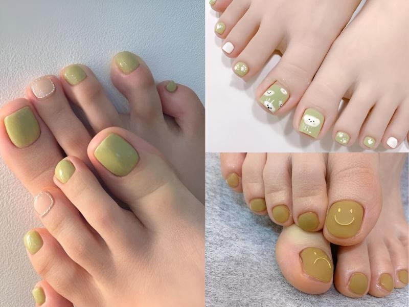 15+ mẫu nail sơn móng chân màu xanh bơ mát mắt nịnh da 