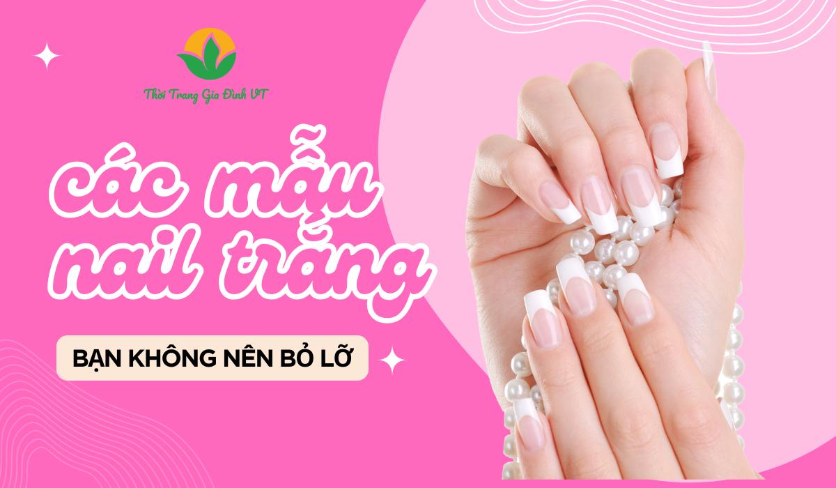 các mẫu nail trắng đính đá đẹp
