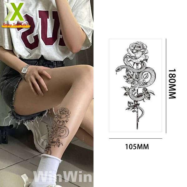 Hình Xăm Dán Hoa Hồng Và Rắn HD02