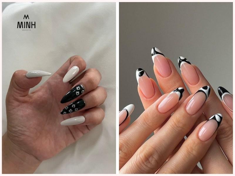 Hô biến với 30+ mẫu nail đen trắng đơn giản nhưng cực sang