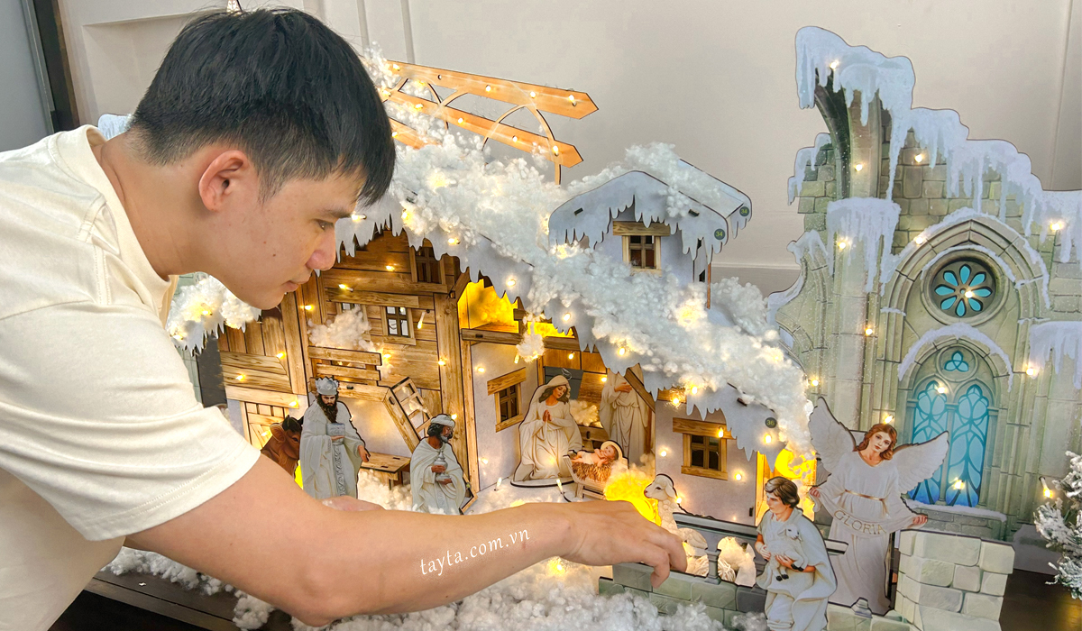 [1m/1m60] HANG ĐÁ TUYẾT GIÁNG SINH CỠ LỚN GỖ PLYWOOD CAO CẤP - TAYTA