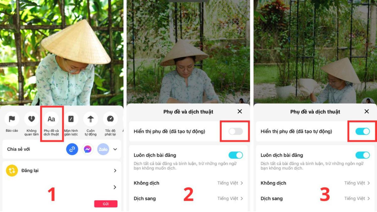 Nhấn vào mục Hiển thị phụ đề và gạt sang màu xanh để bật phụ đề