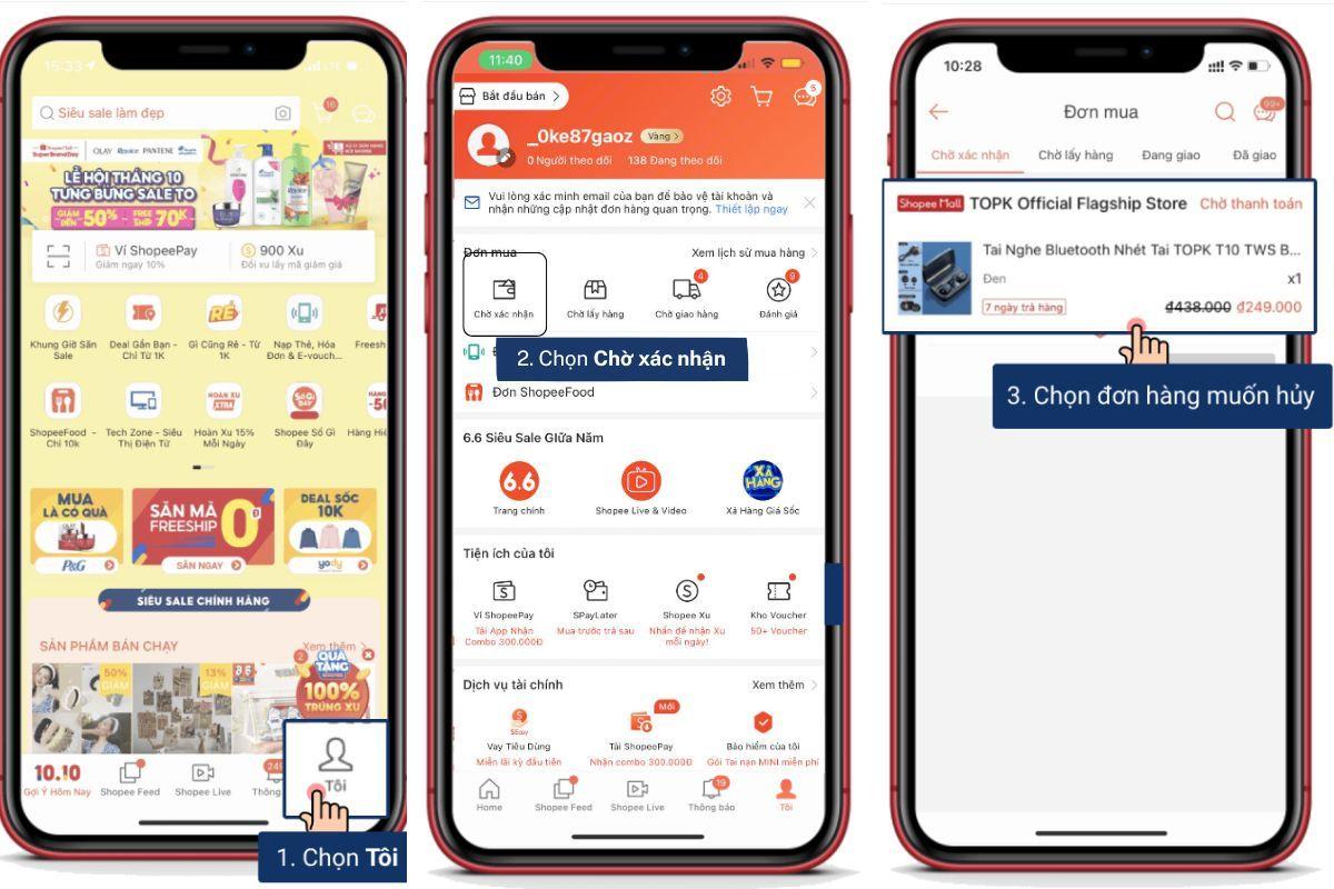 Cách hủy đơn hàng trên shopee 1