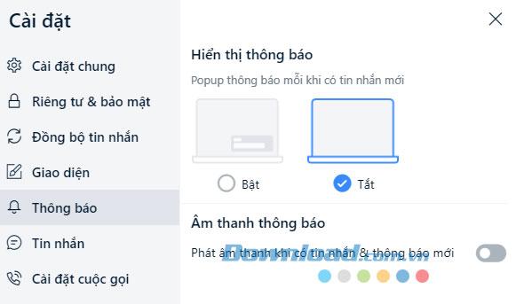 Hướng dẫn cách tắt thông báo cuộc gọi, tin nhắn Zalo
