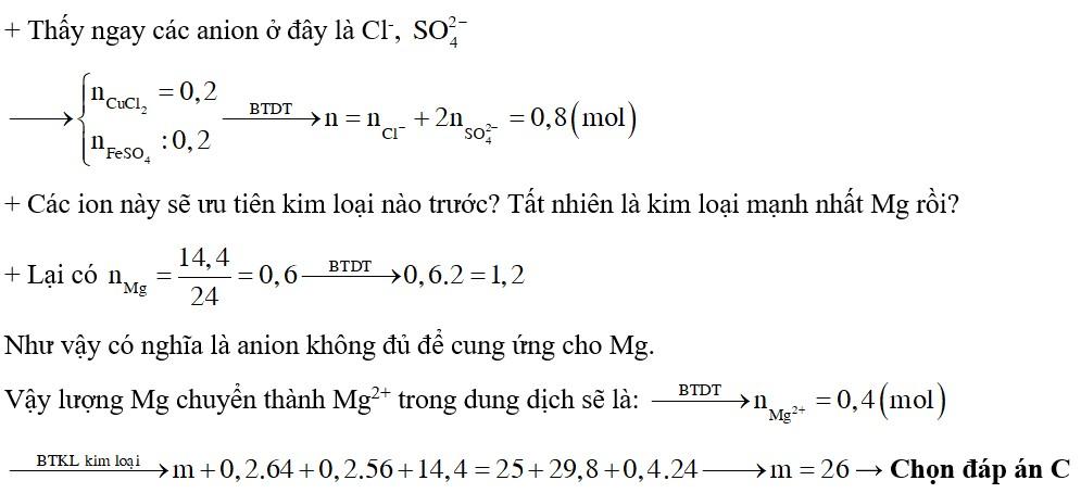 Cho m gam bột Zn vào 500 ml dung dịch chứa CuCl2 0,4M và FeSO4 0,4M