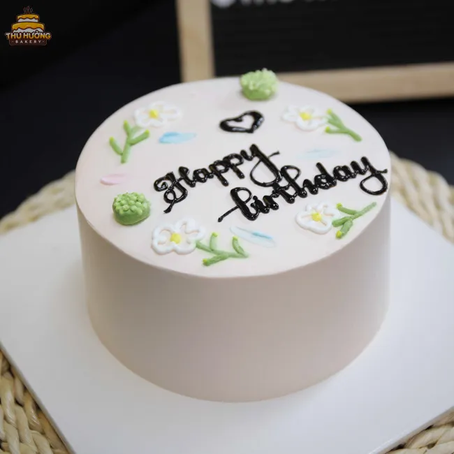 Bánh sinh nhật vẽ hoa đơn giản