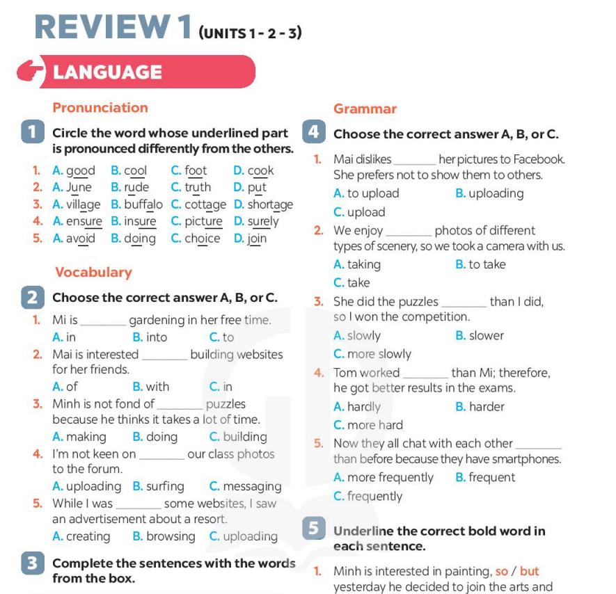 Soạn bài Tiếng Anh lớp 8 Review 1 (Unit 1-2-3) – Global Success