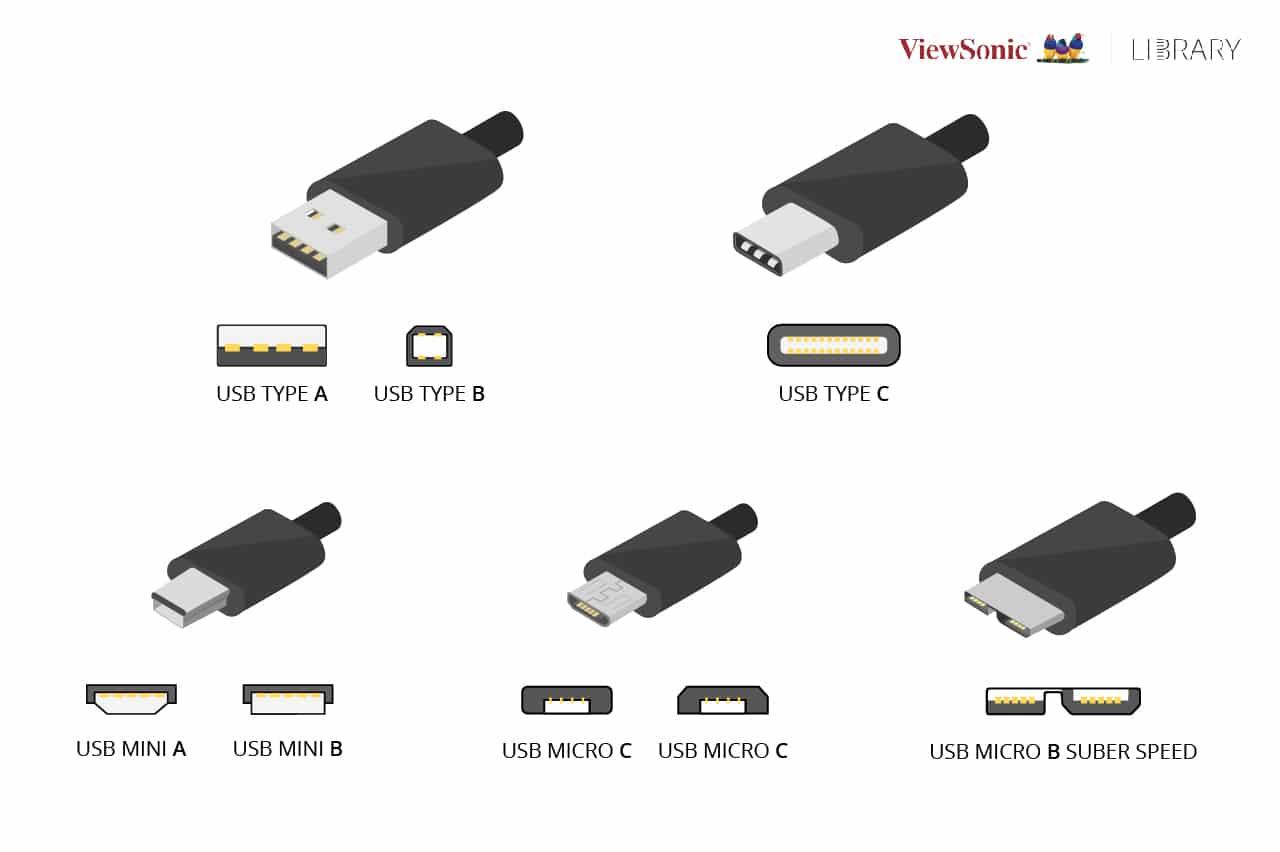 Sự khác biệt giữa USB-C, USB-B, and USB-A - ViewSonic Library
