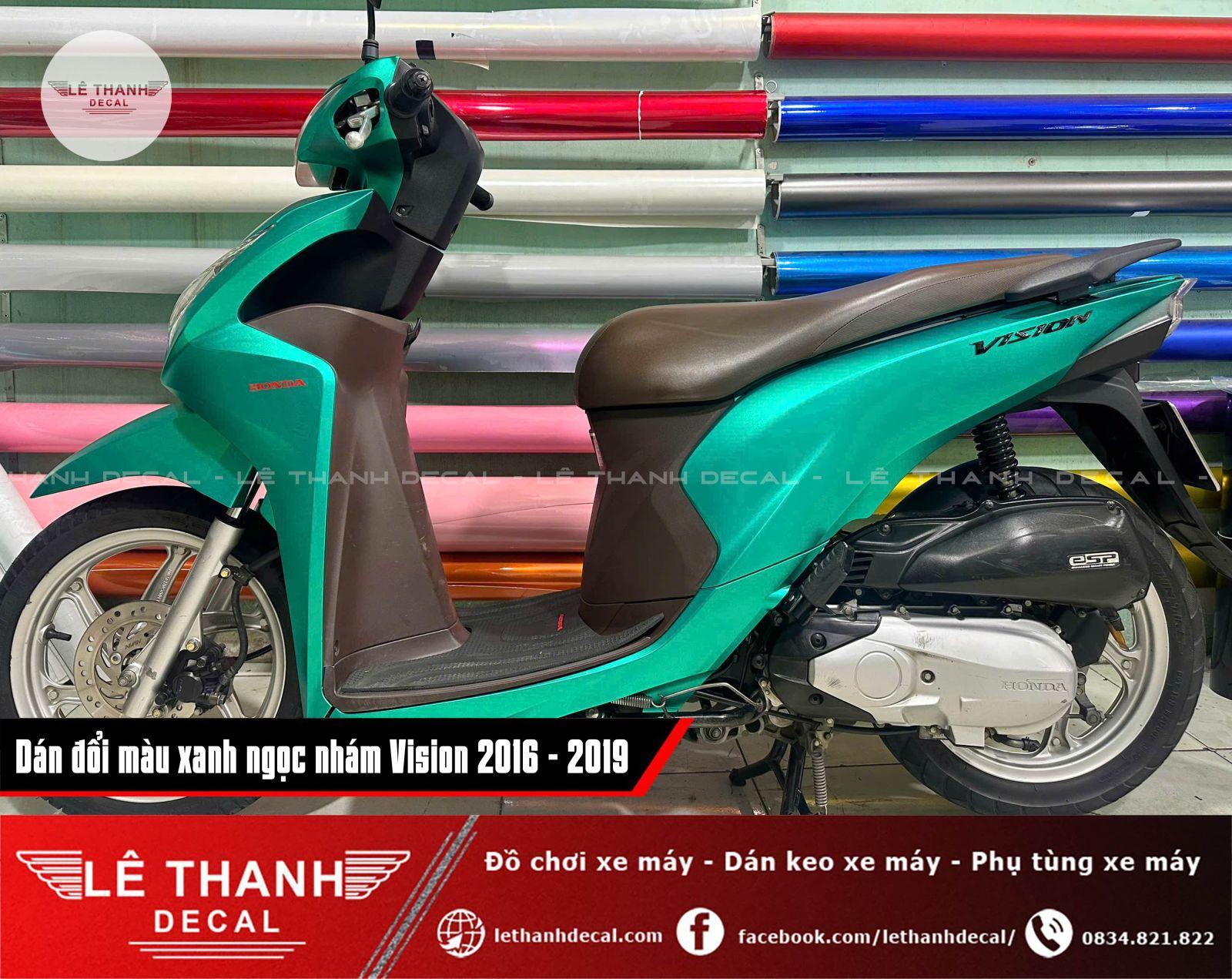 Dán decal đổi màu xanh ngọc nhám Vision 2016 - 2019
