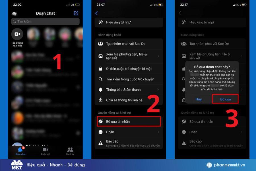 Cách bỏ qua tin nhắn nhóm trên messenger trên Iphone