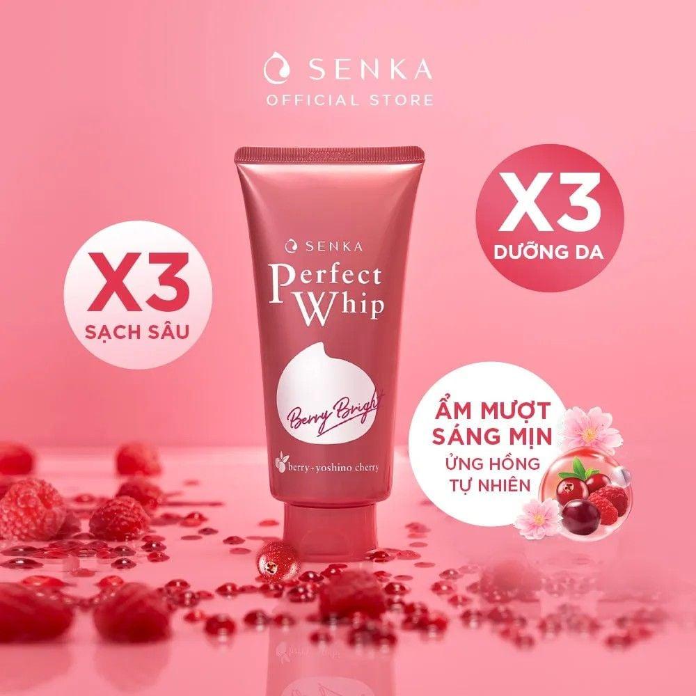 Sữa Rửa Mặt Senka Làm Sạch Sâu, Sáng Hồng Perfect Whip Berry Bright 100g