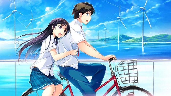 Ảnh anime cặp đôi yêu nhau đi xe đạp cực đáng yêu - Tình bể bình!