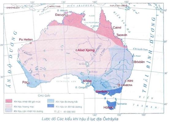 Giải Tập bản đồ Địa lí 11 Bài 12: Khái quát về Ô-xtrây-li-a