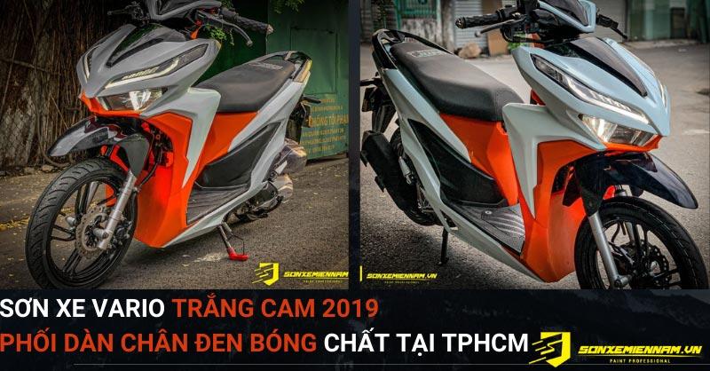 Sơn Xe Vario Trắng Cam 2025 Phối Dàn Chân Đen Bóng Chất Tại TPHCM 2025