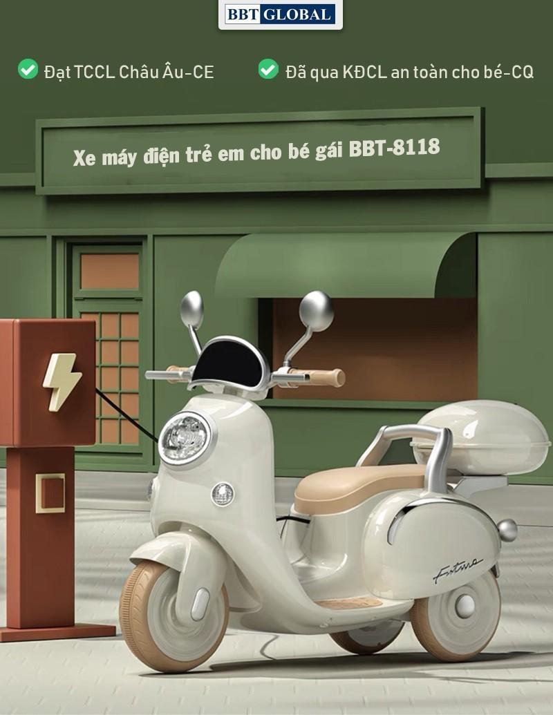 Xe máy điện trẻ em cho bé gái cao cấp BBT-8118B