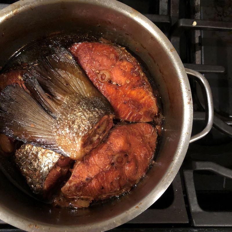 Salmon and Galangal Simmered in Caramel Sauce  Recipe (Ca Kho Rieng)