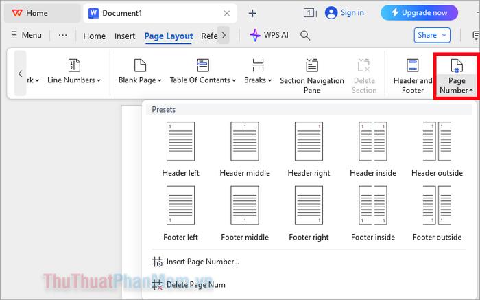 Hướng dẫn cách đánh số trang trong WPS Office