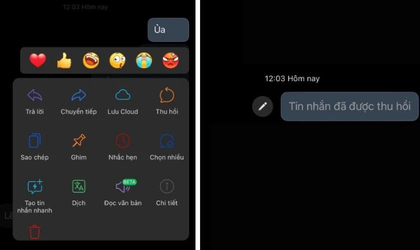 Cách thu hồi tin nhắn Zalo sau 1 tháng, 1 ngày