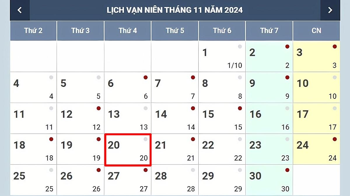 20/11 là thứ mấy năm 2025? 20/11/2025 kỷ niệm bao nhiêu năm?