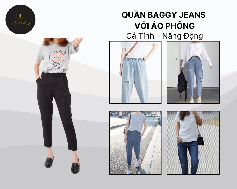Quần baggy jean nữ phối với áo gì? 10 tips mix&match cực trendy
