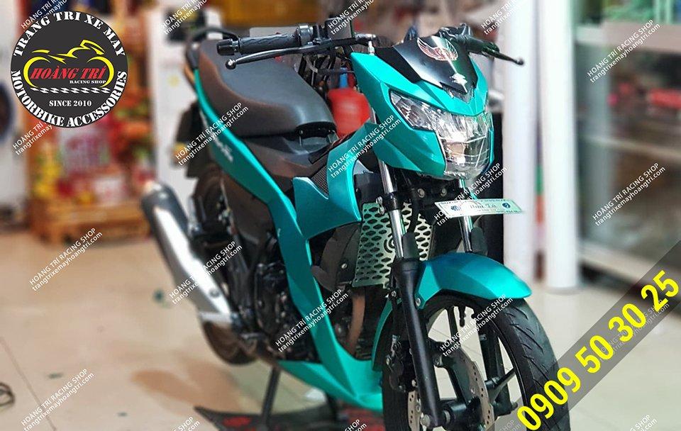 Raider Fi dán decal nhôm xước màu xanh ngọc