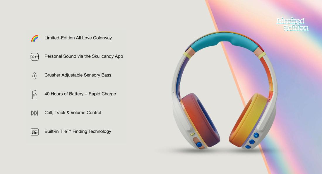 Tai nghe Skullcandy CRUSHER EVO ALL LOVE (Bluetooth 5.0 | Pin 40h | Audiodo Personal Sound | Crusher Adjustable Sensory Bass)